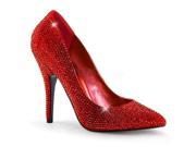Pleaser SED420RS_RSA 9 Rhinestone Covered Pointed Toe Pump Shoe Red Size 9