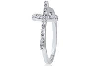Doma Jewellery SSRZ6409 Sterling Silver Cross Ring With Cubic Zirconia Across the Top Size 9