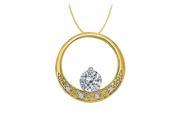 Fine Jewelry Vault UBNPD31625AGVYCZ Dancing Cubic Zirconia Circle Pendant in Gold Vermeil over Sterling Silver 0.50 CT TGW