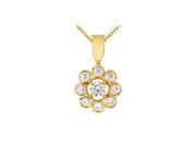 Fine Jewelry Vault UBPD2738AGVYCZ Flower Pendant with Cubic Zirconia in Yellow Gold Vermeil over 925 Sterling Silver 0.25 CT TGW