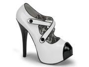 Bordello TEE23_WB 10 5.75 in. Criss Cross Cloth Tie Strap Pump Shoe with Concealed Platform White Black Size 10