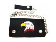 Leather In Chicago LICWB1 E 07 Bifold Chain Wallet 6 x 3.5 in. Bald Eagle