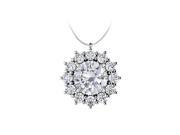 Fine Jewelry Vault UBPDS85654AGRD600CZ Round CZ Halo Pendant in 925 Sterling Silver 1.25.ct.tgw
