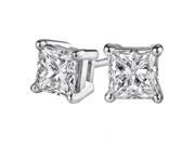 Fine Jewelry Vault UBERP025APRW14D Princess Cut Natural Diamond Stud Earrings in 14K Gold 2 Stones