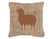 Sheep Burlap and Brown Canvas Fabric Decorative Pillow BB1126