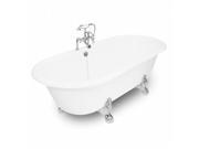 American Bath Factory T151F CH Winston 67 in. White Cast Iron Bath Tub Chrome Metal Finish Large