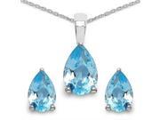 Majesty Diamonds Pear Cut Blue Topaz Gemstone Pendant Set in 0.925 Sterling Silver With Chain 3 Carat