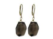 Dlux Jewels Smoke Semi Precious Stone with Gold Tone Sterling Silver Lever Back Earrings 1.54 in.