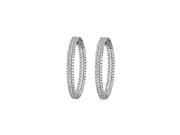 Fine Jewelry Vault UBNER40913W14D300178 Triple Row Round Diamond Hoop Earrings for Women in 14K White Gold 3 CT TDW