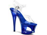 Pleaser MOON708DMCH_RYBL 9 2.75 in. Cut Out Platform Ankle Strap Sandal Royal Blue Clear Size 9