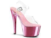 Pleaser SKY308_C_BPCH 8 2.75 in. Chrome Plated Platform Ankle Strap Sandal Pink Clear Size 8