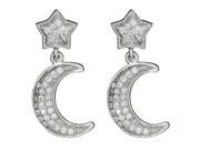 YGI Group SSE236 Sterling Silver Moon And Star Micropave Stud Earrings With Cubic Zirconia