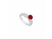 Fine Jewelry Vault UBJS227AW14DRRS4 14K White Gold Ruby Diamond Engagement Ring 1.00 CT Size 4