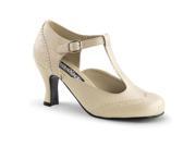 Funtasma FLAP26_CRPU 11 Round Toe T Strap Pump Shoe Cream Size 11