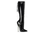 Devious DAG2064_B 6 Solid Brass Back Stretch Lace Up Boot Black Size 6