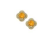 Fine Jewelry Vault UBNER40869Y14CZCT November Birthstone Citrine with CZ Earrings in 14K Yellow Gold