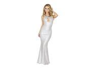 RomaCostume Vol.25 3154 Slvr S Sequin Gown with Cutout Front and Open Back Silver Small