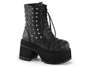 Demonia RAN208_BPU 6 2.5 in. Platform Ankle Boot with Criss Cross Lace Spikes Black Size 6