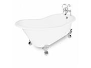 American Bath Factory T131F CH Wintess 61 in. White Cast Iron Bath Tub Chrome Metal Finish Large
