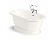 American Bath Factory T110F SN B Beacon Hill 70 in. Bisque Acrastone Bath Tub Satin Nickel Metal Finish