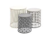 Benzara 55538 The Toned Down Set of 3 Metal Wood Accent Table