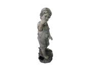 NorthLight 18 in. Distressed Gray Boy with Cell Phone Solar Powered LED Lighted Outdoor Patio Garden Statue