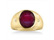 SuperJeweler 14K 4.5 Ct. Created Ruby And Diamond Mens Ring Crafted In Solid Yellow Gold
