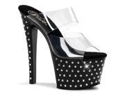 Pleaser STDUS702_C_B 9 Rhinestone Studded Platform Slide Shoe Black Clear Size 9