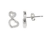 YGI Group SSE230 Sterling Silver Double Heart Micropave Stud Earrings With Cubic Zirconia