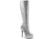 Funtasma LOL300G_S 7 1 in. Platform Knee High Boot with Side Zip Silver Size 7