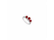 Fine Jewelry Vault UBJ2001W14R 101RS8.5 Three Stone Ruby Ring 14K White Gold 1.00 CT Size 8.5