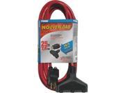 Prime Wire Cable CB614725 25 ft. 14 03 15 SJTW Red Triple Tap Extension Cord With Circuit Breaker Plug