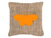 Butterfly Burlap and Orange Canvas Fabric Decorative Pillow BB1051