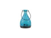 NorthLight 6.25 in. Frosted Blue Hearts Glass Bottle Tea Light Candle Lantern
