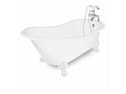 American Bath Factory T131B WH Wintess 61 in. White Cast Iron Bath Tub White Metal Finish Large