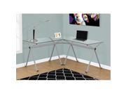 MonarchSpecialties I 7167 Computer Desk With Tempered Glass Silver
