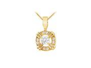 Fine Jewelry Vault UBPD2732AGVYCZ Cubic Zirconia Circle Pendant in Yellow Gold Vermeil over 925 Sterling Silver 0.25 CT TGW