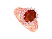 Fine Jewelry Vault UBNR80666P149X7CZGR Garnet CZ Split Shank Halo Engagement Ring 18 Stones