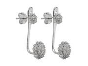 Dlux Jewels Rhodium Plated Sterling Silver 5 mm 8.3 mm Cubic Zirconia Circles with Ear Jacket Post Earrings