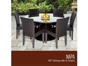 TKC Napa Outdoor Patio Dining Table with 6 Armless Chairs Espresso 60 in.