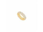 Fine Jewelry Vault UBAGVYR900CZ178110 Wedding Bands Two Rows CZ Eternity Band in 18K Yellow Gold Vermeil 9 CT TGW