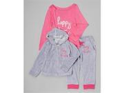 Silly Souls sw happy 6 3 6 Months Happy Thoughts Velour Hooded Sweatshirt with Long Sleeve Onesie Grey Pink