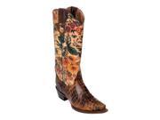 Ferrini 9246110095B Ladies Print Belly Gator Boot Vintage Brown V Toe Size 9.5B