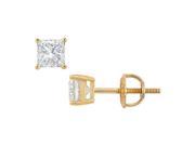 FineJewelryVault UBER18YGSQ075DSI 101 18K Yellow Gold Princess Cut Diamond Stud Earrings 0.75 CT. TW.