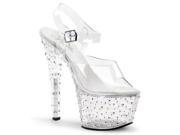 Pleaser STDANCE708_C_M 5 2.75 in. Platform Ankle Strap Sandal Clear Size 5