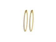 Fine Jewelry Vault UBNER40921Y14D10050 Oval Shaped Diamond Hoop Earrings for Women in 14K Yellow Gold 1 CT TDW April Birthstone Gift