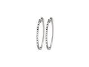 Fine Jewelry Vault UBNER40917W14D10050 Diamond Hoop Earrings for Women in 14K White Gold 1 CT TDW April Birthstone Jewelry