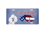Carolines Treasures SC9901LP Woof If You Love America White Toy Poodle License Plate