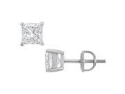 FineJewelryVault UBER18WHSQ175DSI 101 18K White Gold Princess Cut Diamond Stud Earrings 1.75 CT. TW.