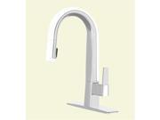 Riverstone Industries CleanFLO M 840C WH Willow Chrome Pull Down Kitchen Faucet White